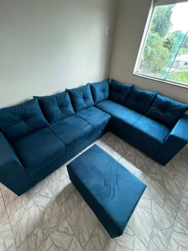 Promoção sofá de canto 6 lugares Puf de BRINDE
