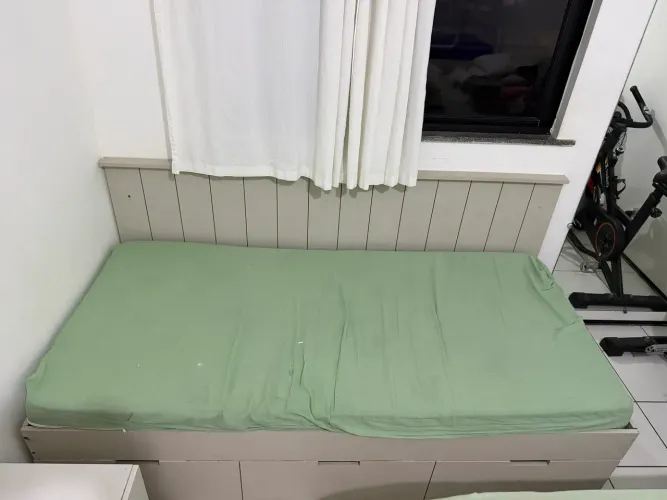 Cama solteiro + base + gaveta