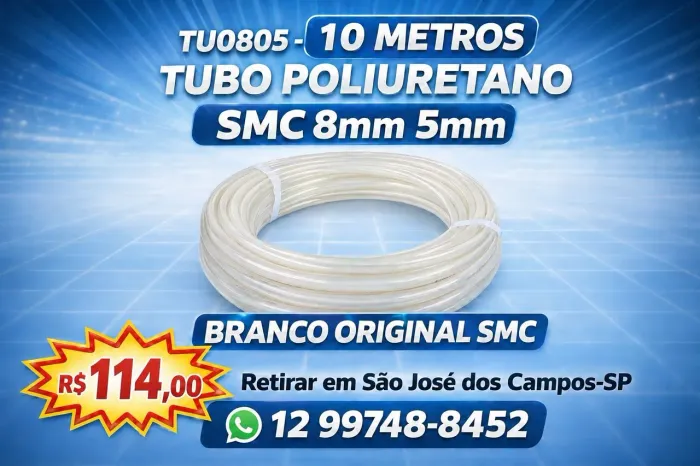 Kit 10 metros Tubo Poliuretano ORIGINAL SMC Branco 0805