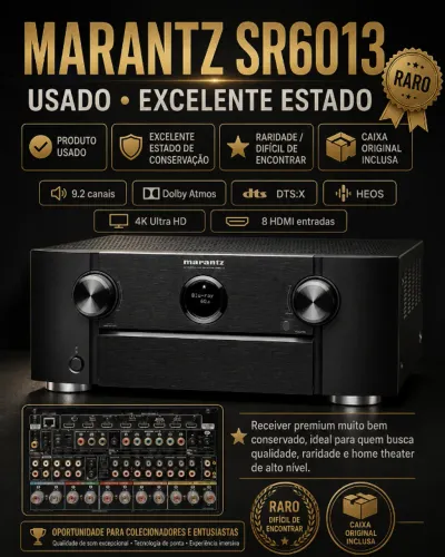 receiver Marantz SR6013 9.2ch - Impecável, Sem Detalhes, Completo na Caixa original