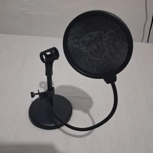 Pedestal de mesa pesado para microfone com cachimbo, shock mount e filtro pop de tela
