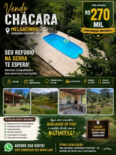 Vendo chácara Melgaçinho domingos Martins 