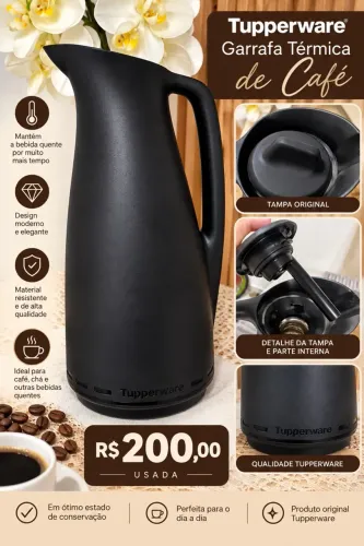 Garrafa térmica Tupperware preta ? 1 litro