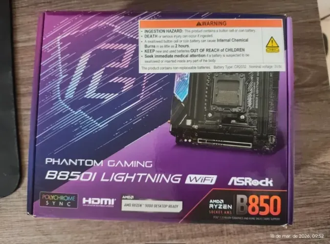 Placa Mãe Asrock AM5 B850i Mini ITX para Build SFF Full Black