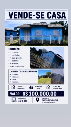 Vendo casa em Santa Rita do Sul- Arambare Rs