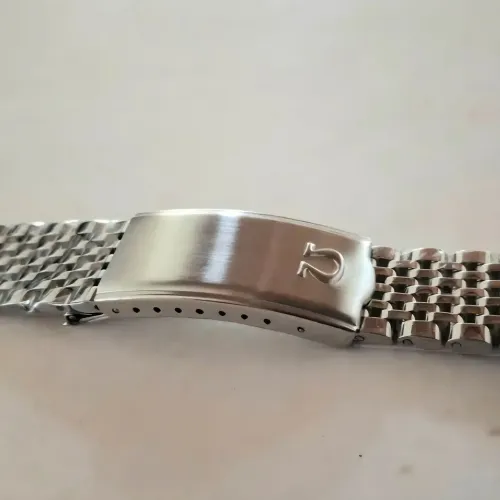 Pulseira Omega Aço 18mm padrão grão de arroz rice