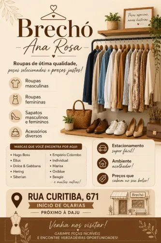 Brechó Ana Rosa Roupas/Sapatos/Acessórios Feminino/Masculino marcas famosas