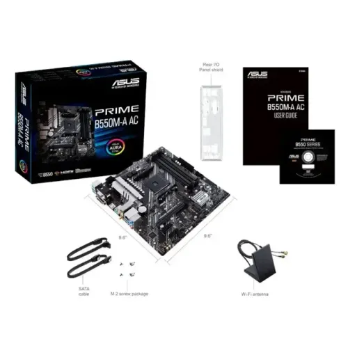 Placa Mãe | ASUS PRIME B550M-A AC | mATX | AMD AM4 | DDR4 | Wi-Fi | RGB | Preto