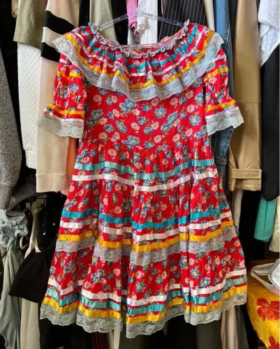 vestido de quadrilha floral infantil