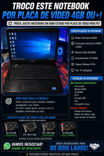 TROCO NOTEBOOK POR PLACA DE VIDEO
