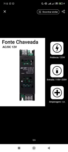 Fonte Chaveada 12V 10A 120W Bivolt CFTV Fita LED Som Automotivo