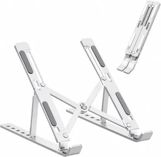 Suporte de mesa para Notebook e Tablets alumínio prata dobrável portátil 7 Alturas 10 a 18