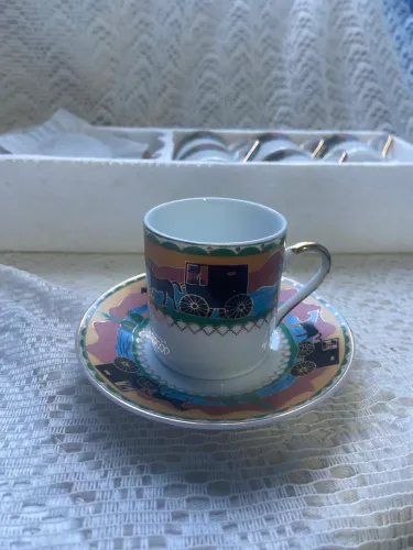 Jogo de Xícaras de Café Vintage - Estampa Exclusiva (Novo na Caixa)