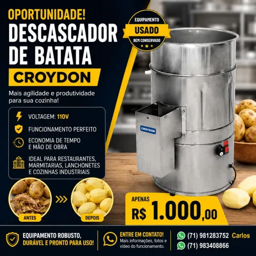 Descascador de Batatas Croydon Industrial 110V - Conservado - R$ 1.000