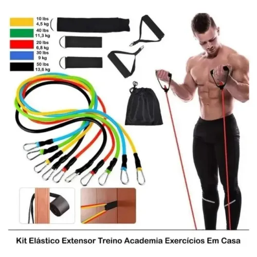 Promoção Shopee! Kit 11 Extensores para Exercícios - Treino Funcional em Casa