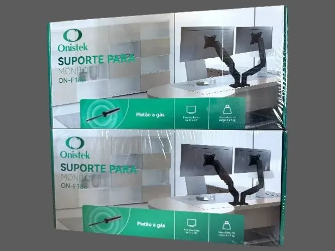 Suporte Monitor Duplo Articulado Com Pistão a Gás Onistek F180