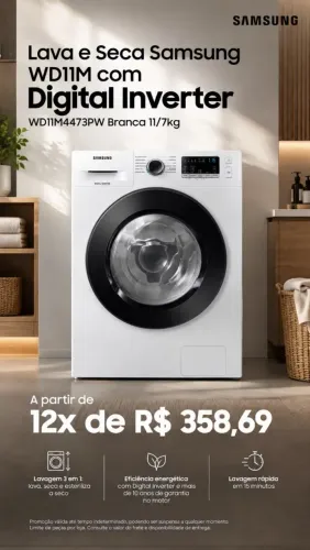 LAVA E SECA SAMSUNG WD11M COM DIGITAL INVERTER