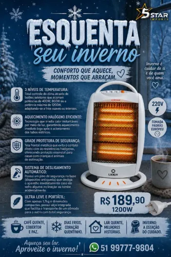 Aquecedor Halógeno Giratório