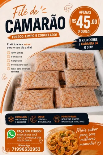 Filé de camarão já vêm embalado
