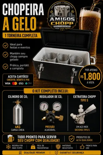 Chopeira a gelo 2 torneiras completa