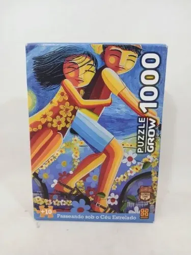 Antigo Puzzle de 1000 Peças da Marca Grow COMPLETO Passeando Sob o Céu Estrelado