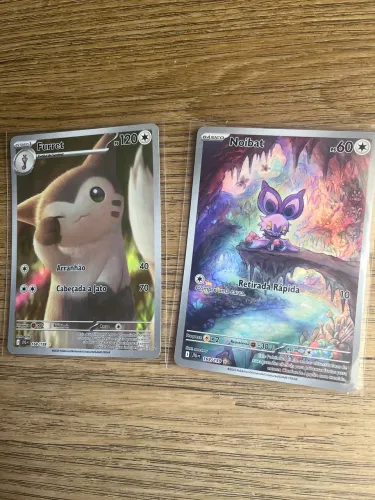 Cartas Pokémon Noibat 169/159 + Furret 168/159 Ilustração Rara
