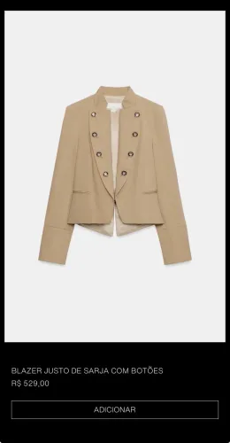blazer justo de sarja com botões - m