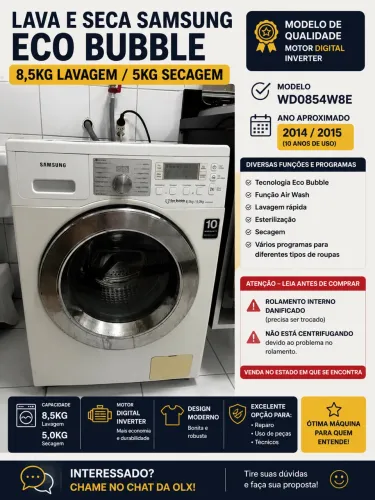 Samsung Lava e Seca Eco Bubble 8,5kg/5kg