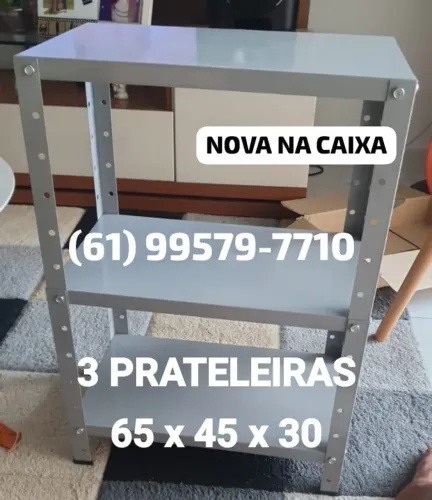 Estante de Aço c/ 3 Prateleiras Reguláveis (Nova na Caixa) para escritório ou comércio