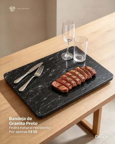 Bandejas de granito preto vialactea
