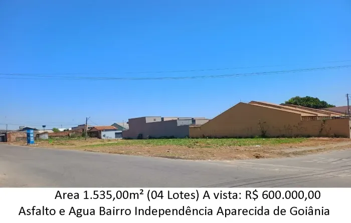Area 1.535,00m² (Asfalto e Agua) Bairro Independência