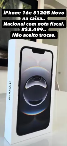 iPhone 16e 512GB! Novo! Nacional com NF.