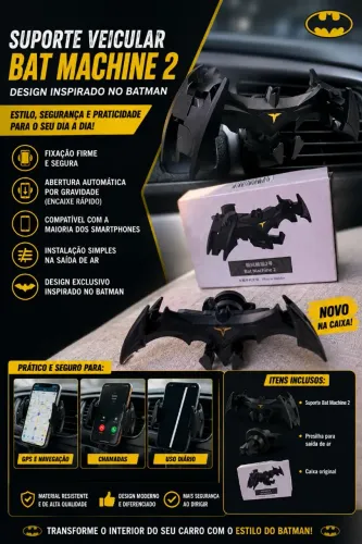 Suporte Veicular para Celular Bat Machine 2 - Modelo Batman | Novo