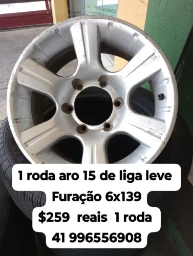Roda de liga leve aro 15 de caminhonete furação 6x139  roda avulsa 