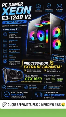 Pc Gamer Intel Xeon E3 1240 V2 + GTX 1650