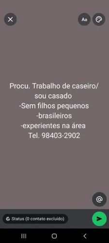 Trabalho de caseiro