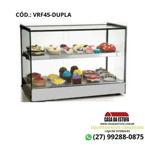 Estufa Fria Vidro Reto 45 cm Dupla para Doces e Bolos - Linha EVR da Tita