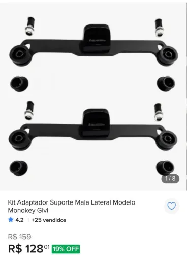 Adaptador para bau lateral de moto da Givi monokey chapam