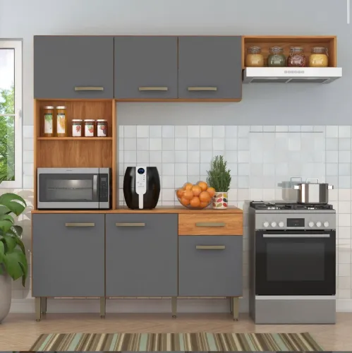 Cozinha Compacta Urban 2,20 m Cinamomo e Grafite