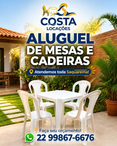 Aluguel de mesas e cadeiras em Saquarema