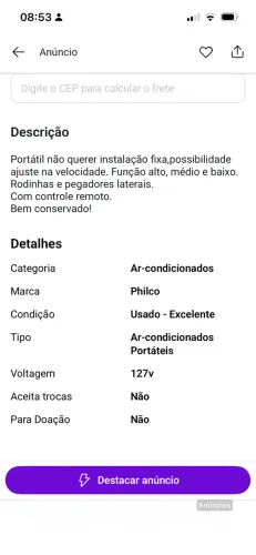 Ar condicionado portátil