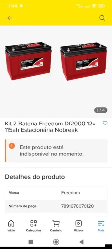duas baterias freedon 115 amperes