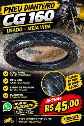 PNEU DIANTEIRO CG 160 ? USADO / MEIA VIDA