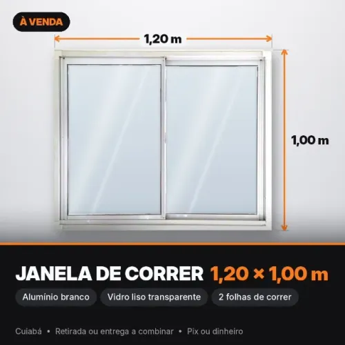 Janela de Correr Alumínio Branco com Vidro 1,20 x 1,00 m