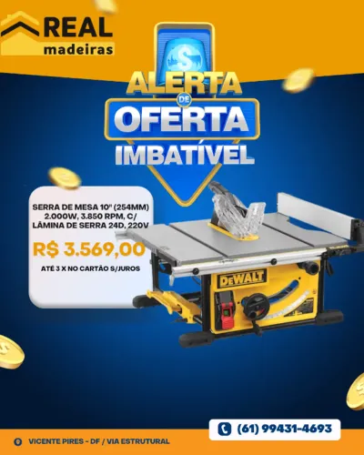Serra de Mesa DEWALT 10" 2.000W 220V