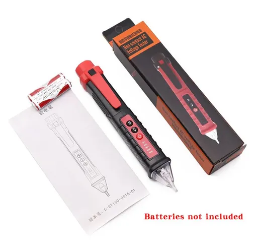 Teste detector tensão/voltagem tipo caneta ajuste sensibilidade,lanterna,alarme