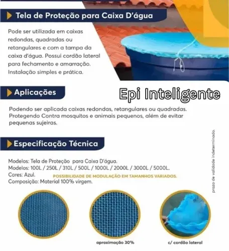 Tela de proteção para cL aixa D'água