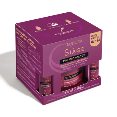  Kit Eudora Cronograma Capilar Acelerado Siàge Pro Cronology (3 itens) 