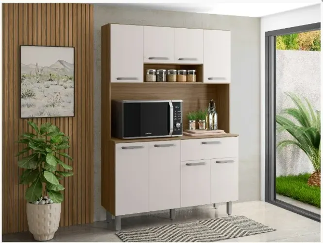 Armário de cozinha nice compacto poliman freijó off white - em oferta 