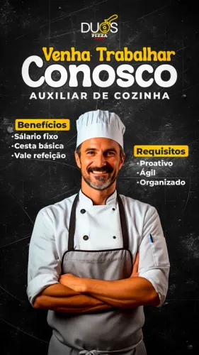Vaga para auxiliar e pizzaiolo